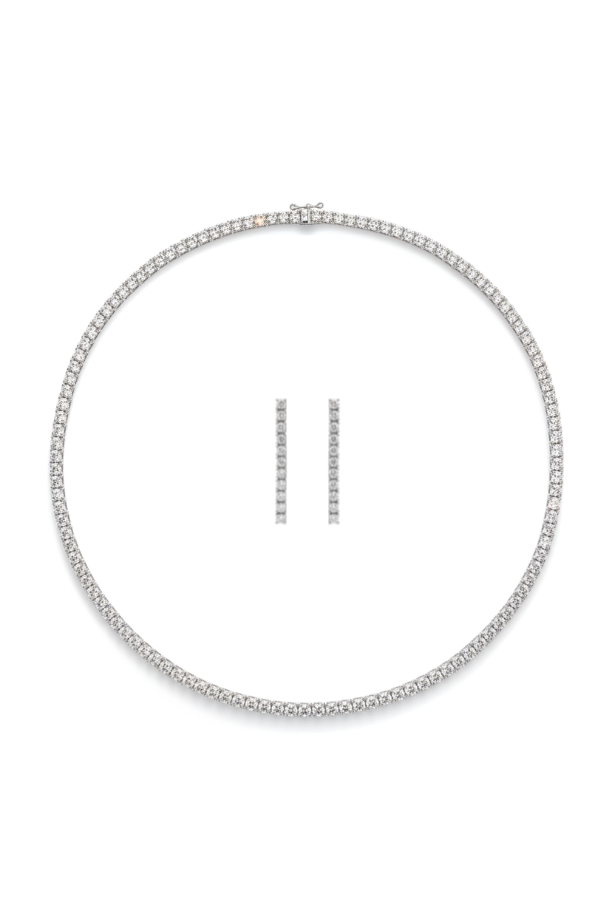 Classic Silver Tennis Necklace & Earring Set