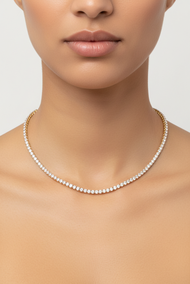 Luxe Silver Tennis Necklace & Earring Set