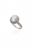 The Grand Halo — Round Brilliant Diamond Ring with Domed Pavé Shank