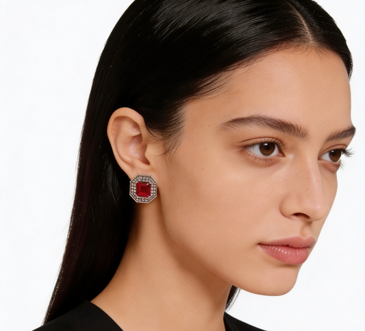 Blaze Cut Ruby Studs