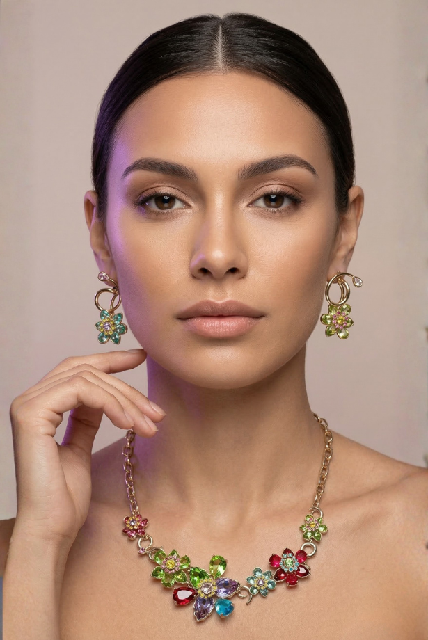 Floral Gardenia Multicolor Necklace Set