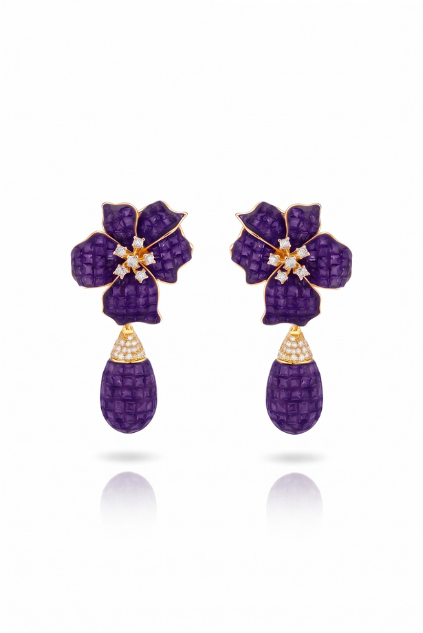 Amethyst Bloom Drop Earrings