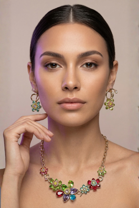 Floral Gardenia Multicolor Necklace Set