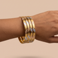 Tri-Tone Mosaic Textured Bangle Set