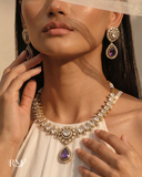 Amethyst Polki Necklace Set