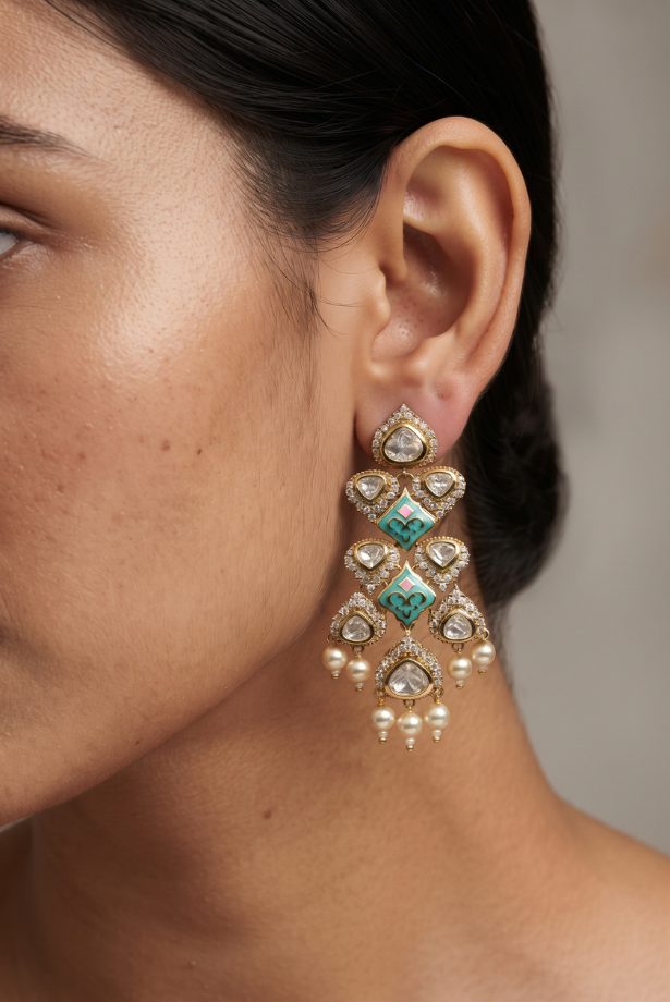 Celestial Mint Kundan Bridal Necklace Set