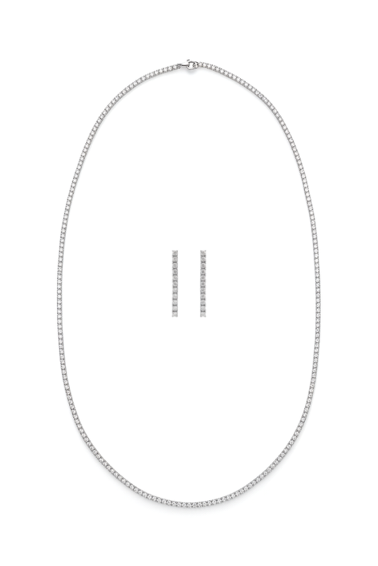 Classic Silver Tennis Necklace & Earring Set