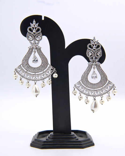 Royal Teardrop Chandelier Earrings with Dangling Pearls