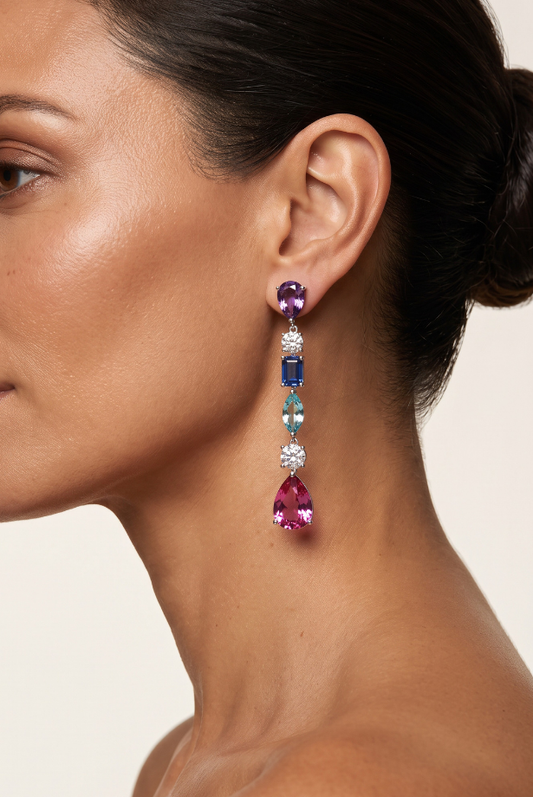 Multicolour Cascade Statement Earring
