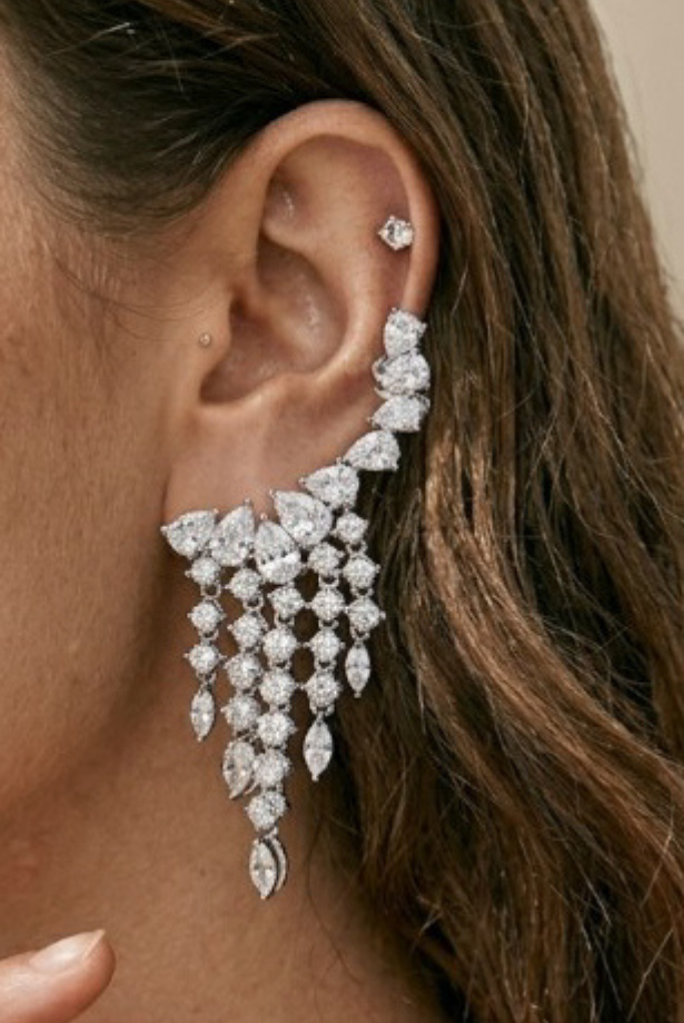 Marquise Fringe Chandelier Earrings