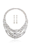 Diamond Cascade Statement Necklace Set