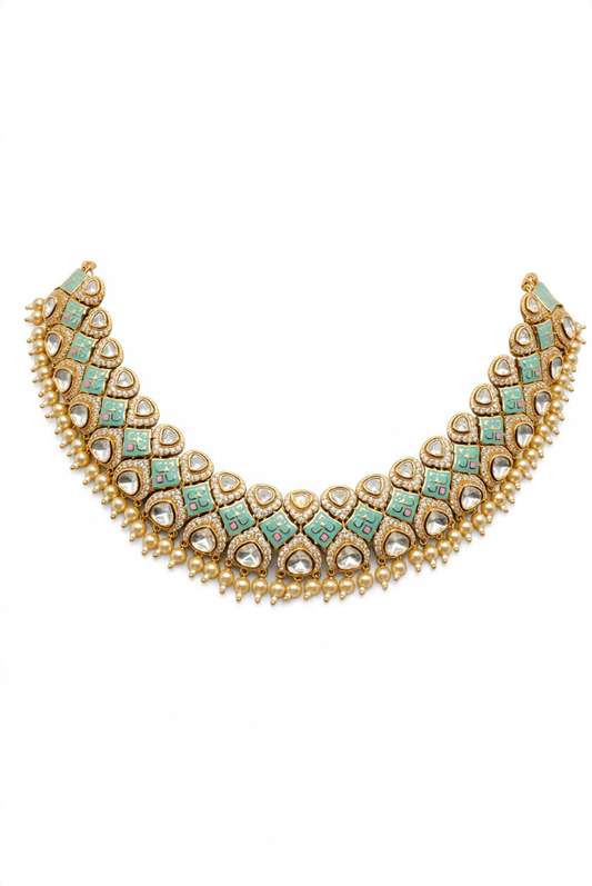 Celestial Mint Kundan Bridal Necklace Set