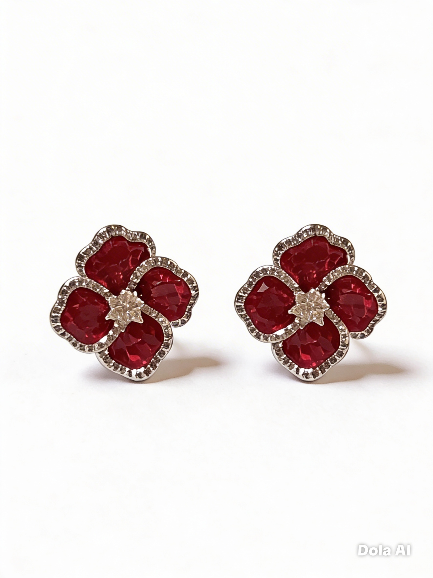 Velvet Ruby Flower Studs