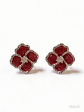 Velvet Ruby Flower Studs