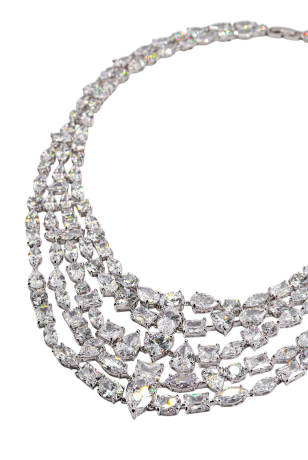 Diamond Cascade Statement Necklace Set