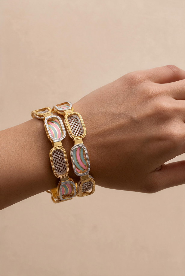 Pastel Prism Statement Bangle Pair