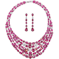 Ruby Cascade Statement Necklace Set