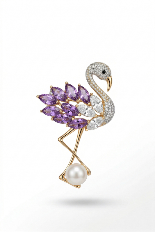 Purple Flamingo Brooch