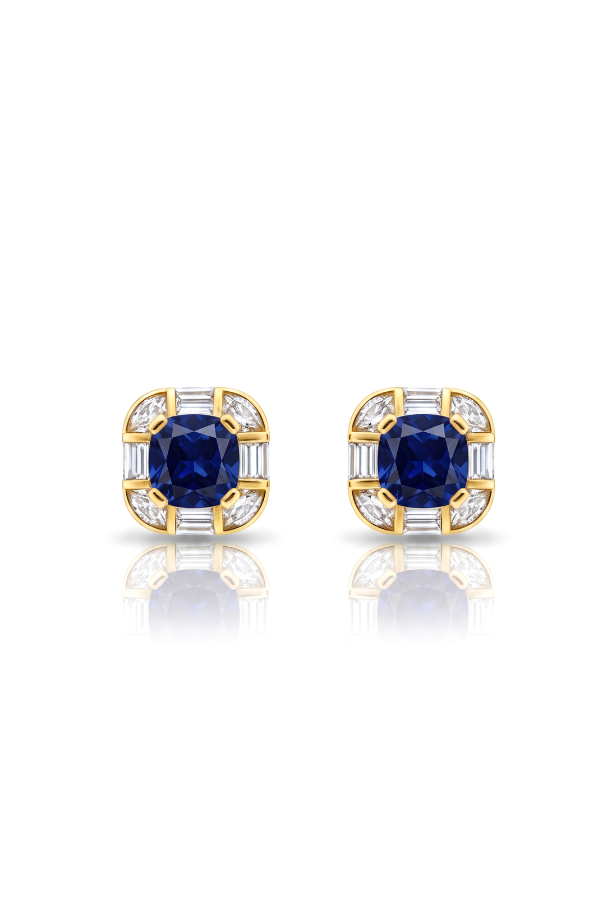 Midnight Blue Cushion Statement Studs