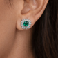 Emerald Radiance Halo Pendant Necklace Set