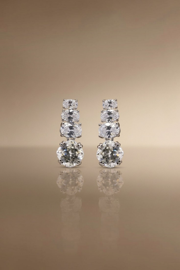 Graduated Diamond Drop Earrings