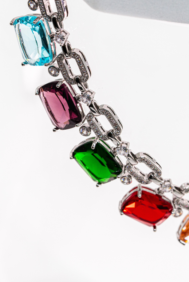 Multi Stone Cubic Necklace Set