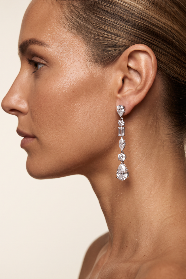 Diamond Cascade Statement Necklace Set