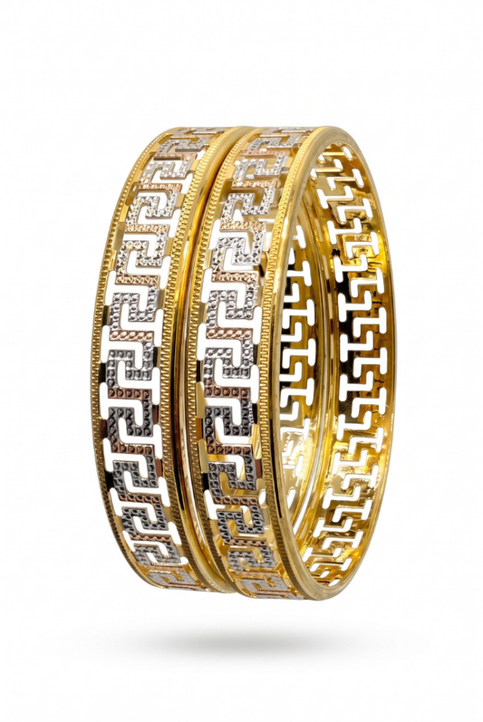 Two-Tone Grecian Luxe Bangle Pair