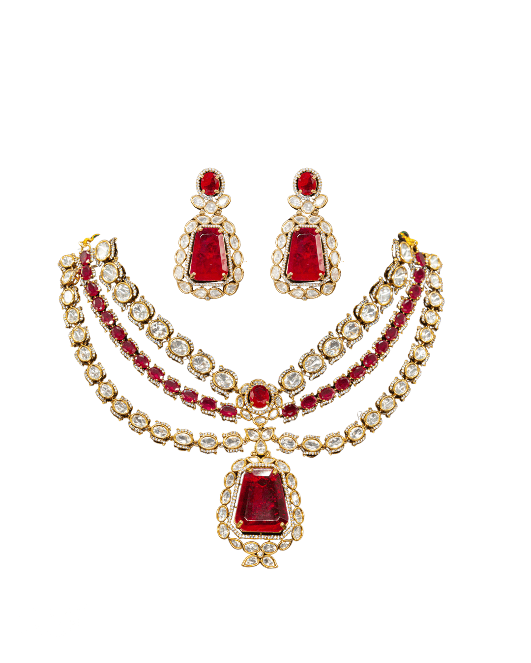 Regal Ruby Layered Necklace Set