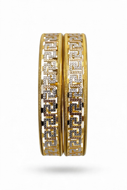 Two-Tone Grecian Luxe Bangle Pair