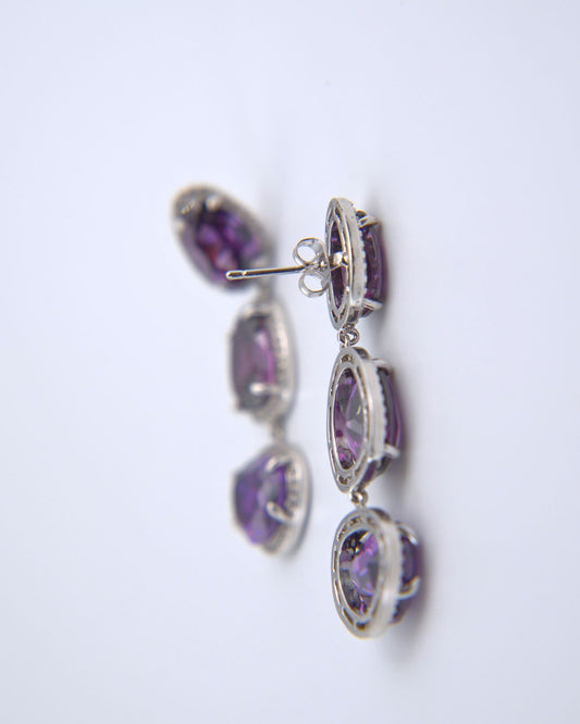 Triple Amethyst Drop Earring