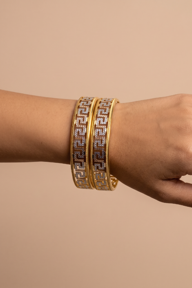 Two-Tone Grecian Luxe Bangle Pair