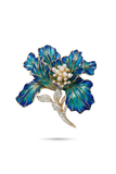 Blue & Green Floral Enamel Brooch