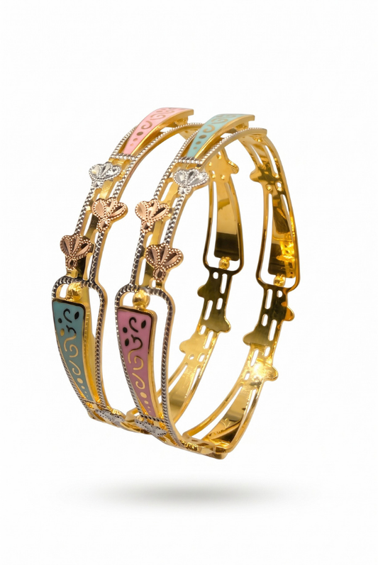 Pastel Fleur Enamel Bangle Pair