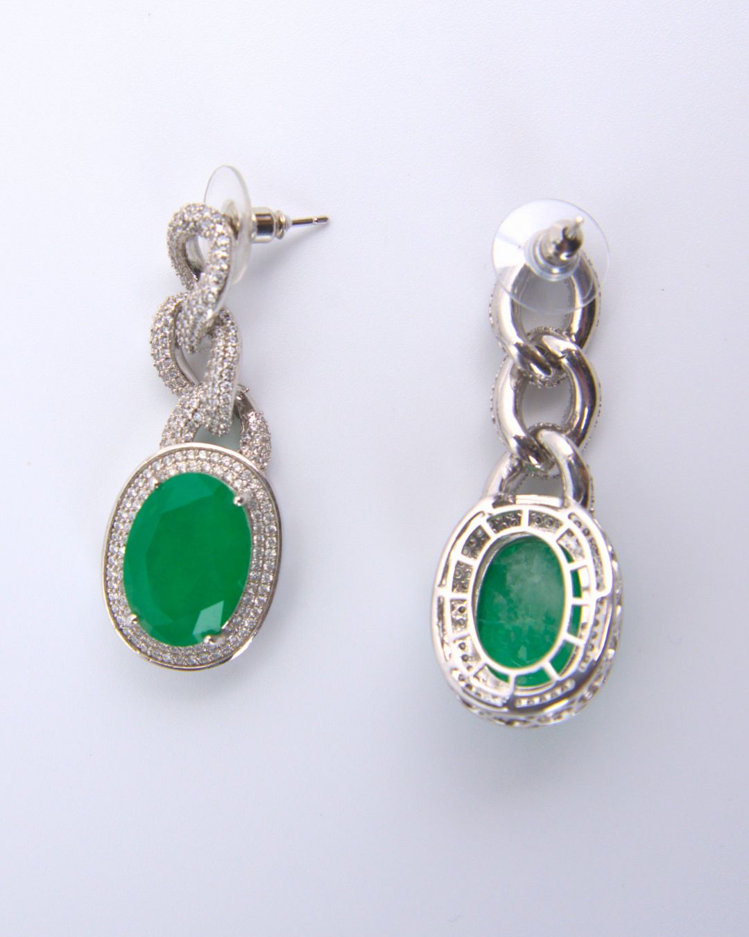 Emerald Green Oval Drop Earrings