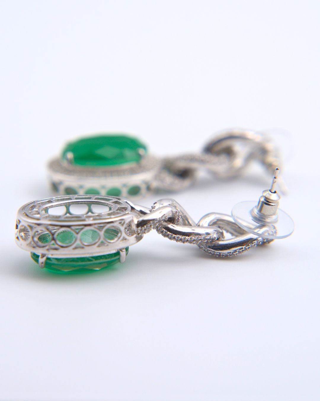 Emerald Green Oval Drop Earrings