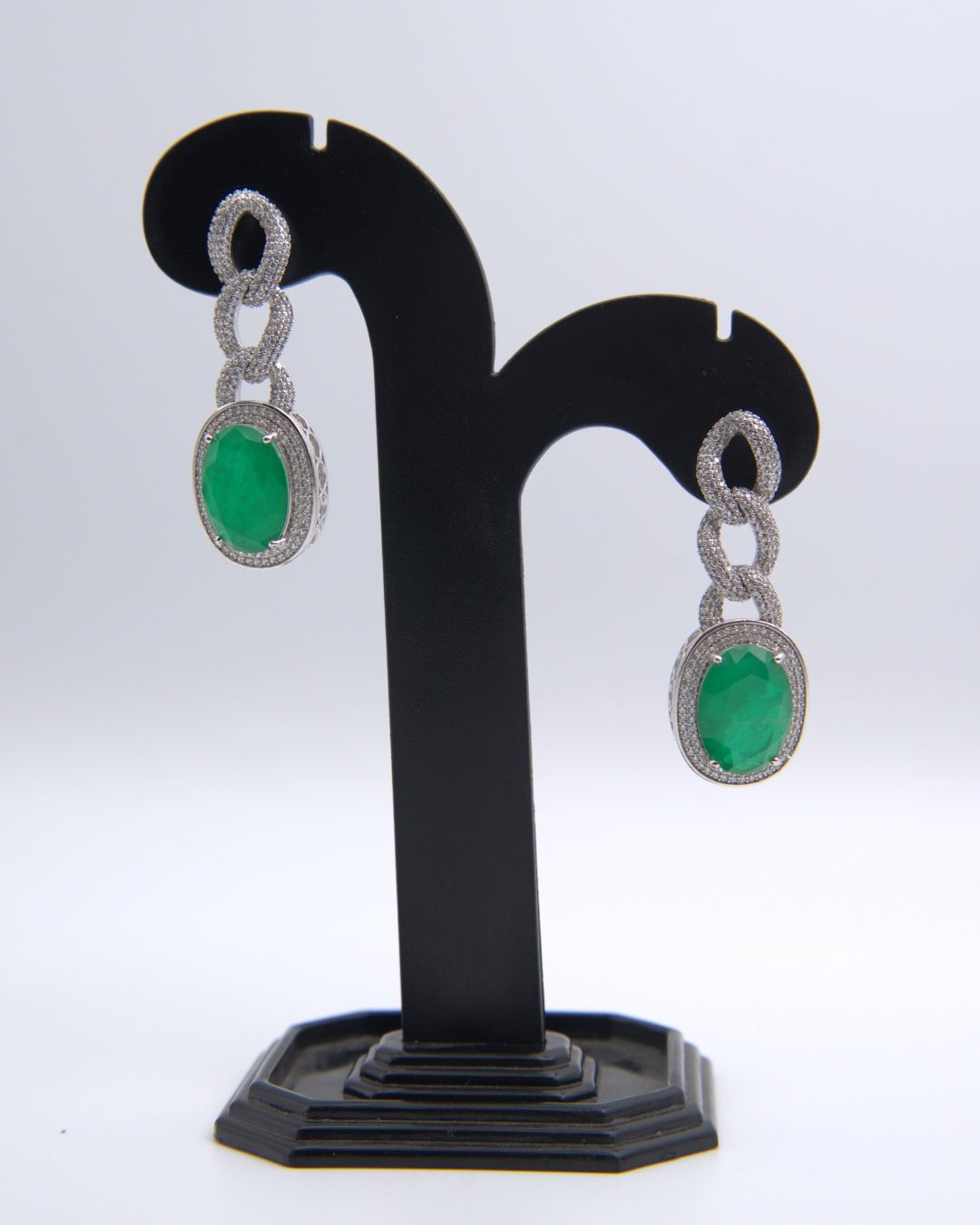 Emerald Green Oval Drop Earrings