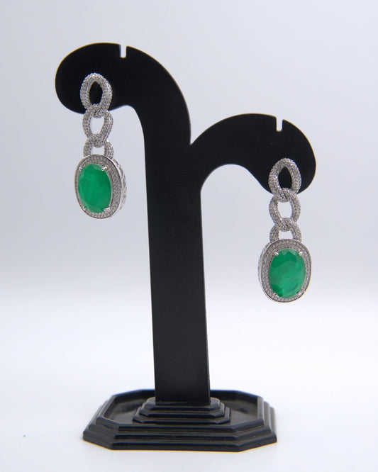 Emerald Green Oval Drop Earrings