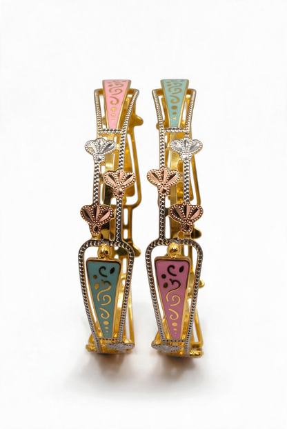 Pastel Fleur Enamel Bangle Pair