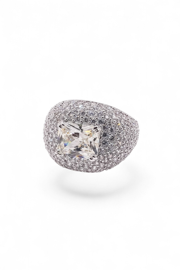 Pave Dome Princess Ring