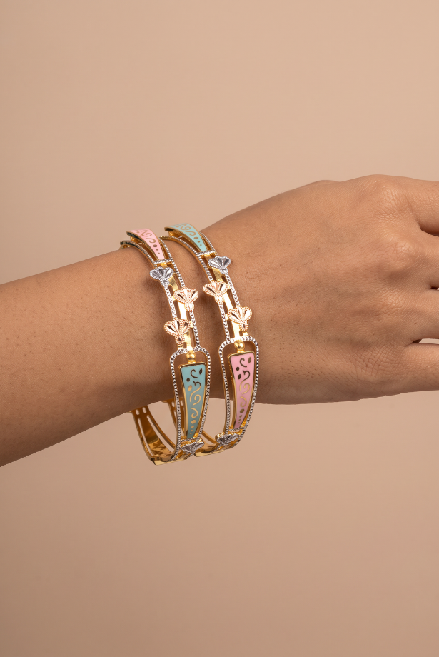 Pastel Fleur Enamel Bangle Pair