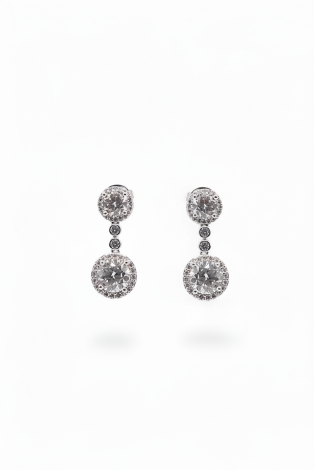 Double Halo Drop Earrings