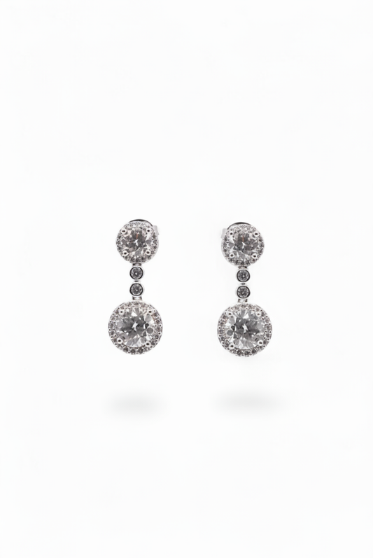 Double Halo Drop Earrings