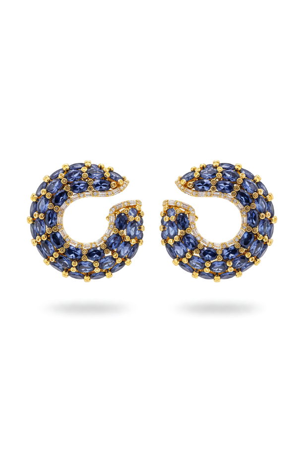 Sapphire Sculpted Hoop Earrings