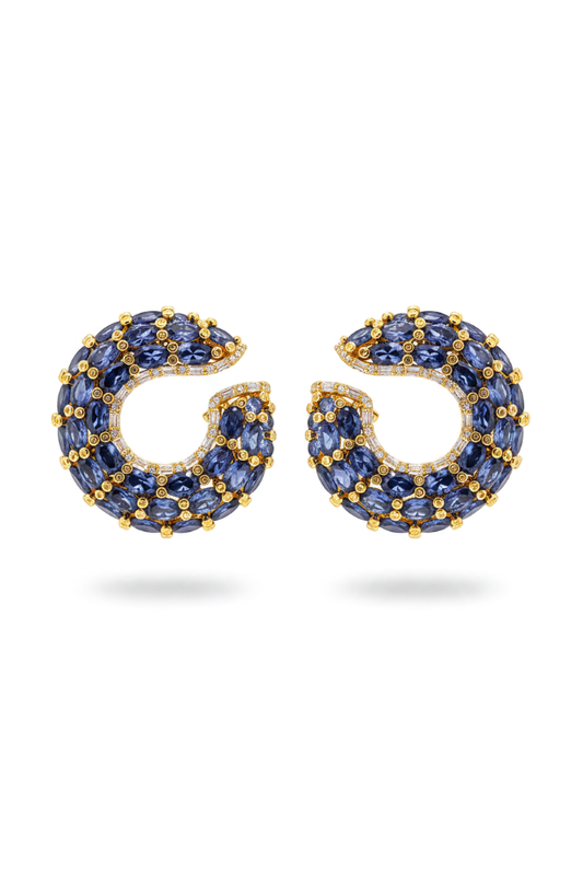 Sapphire Sculpted Hoop Earrings