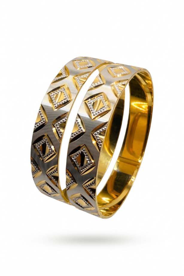 Two-Tone Diamond Crest Bangle Pair