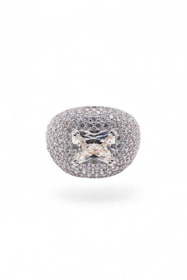 Pave Dome Princess Ring