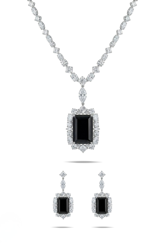 Noir Sovereign Solitaire Necklace Set – Dubai Prestige Edition