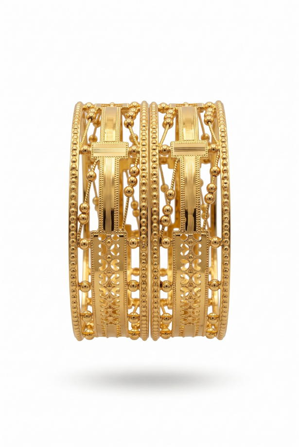 Gold Filigree Heritage Bangle Set