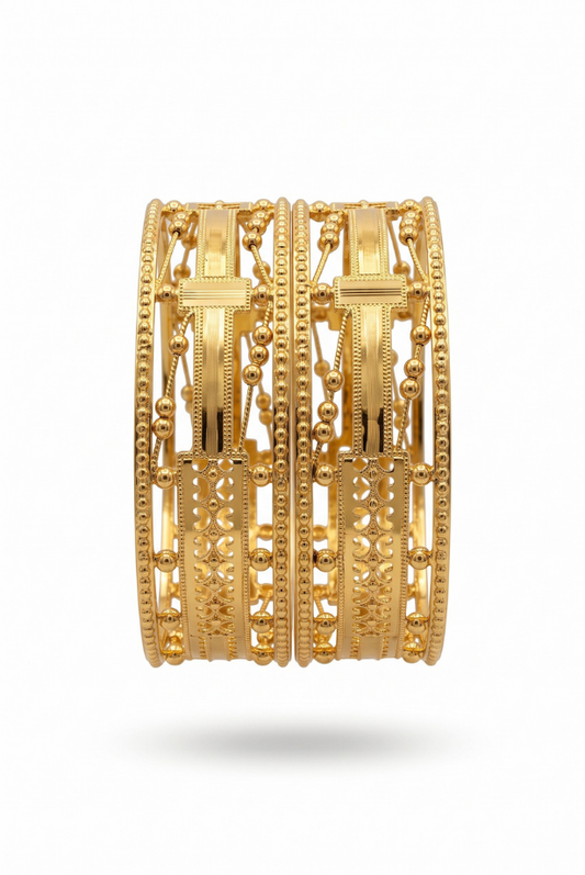 Gold Filigree Heritage Bangle Set
